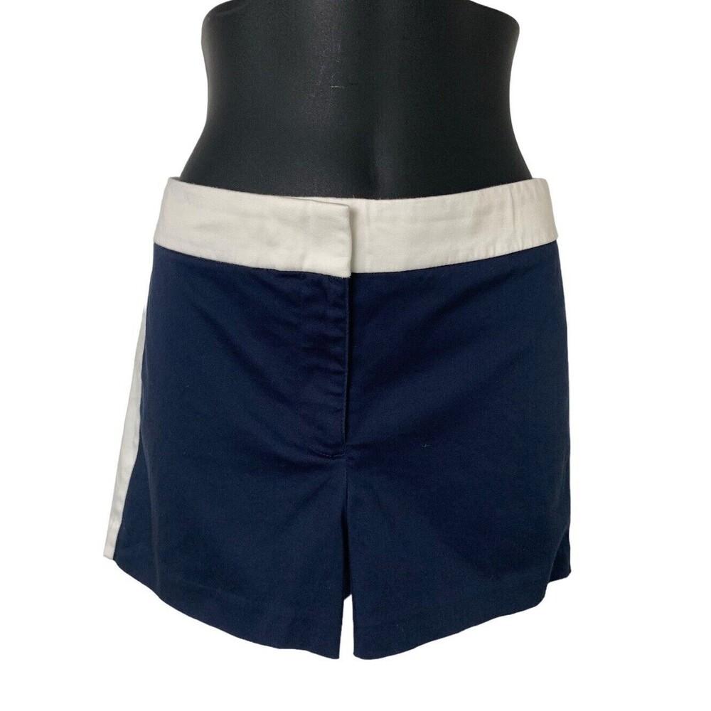 J.Crew Chino Shorts Women’s Size 8 Navy White Stripe Trim Flat Front Pockets